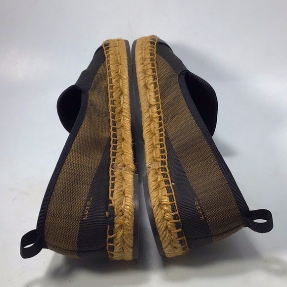Fendi Pequin Stripe Canvas Espadrilles - Brown & Black Size 36, 6 US - Picture 10 of 16